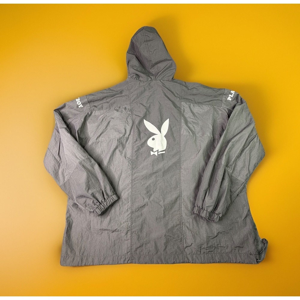 Men's Playboy x PacSun 1/4 Zip Windbreaker Mesh Hoodie Hooded Jacket‎ Size Large